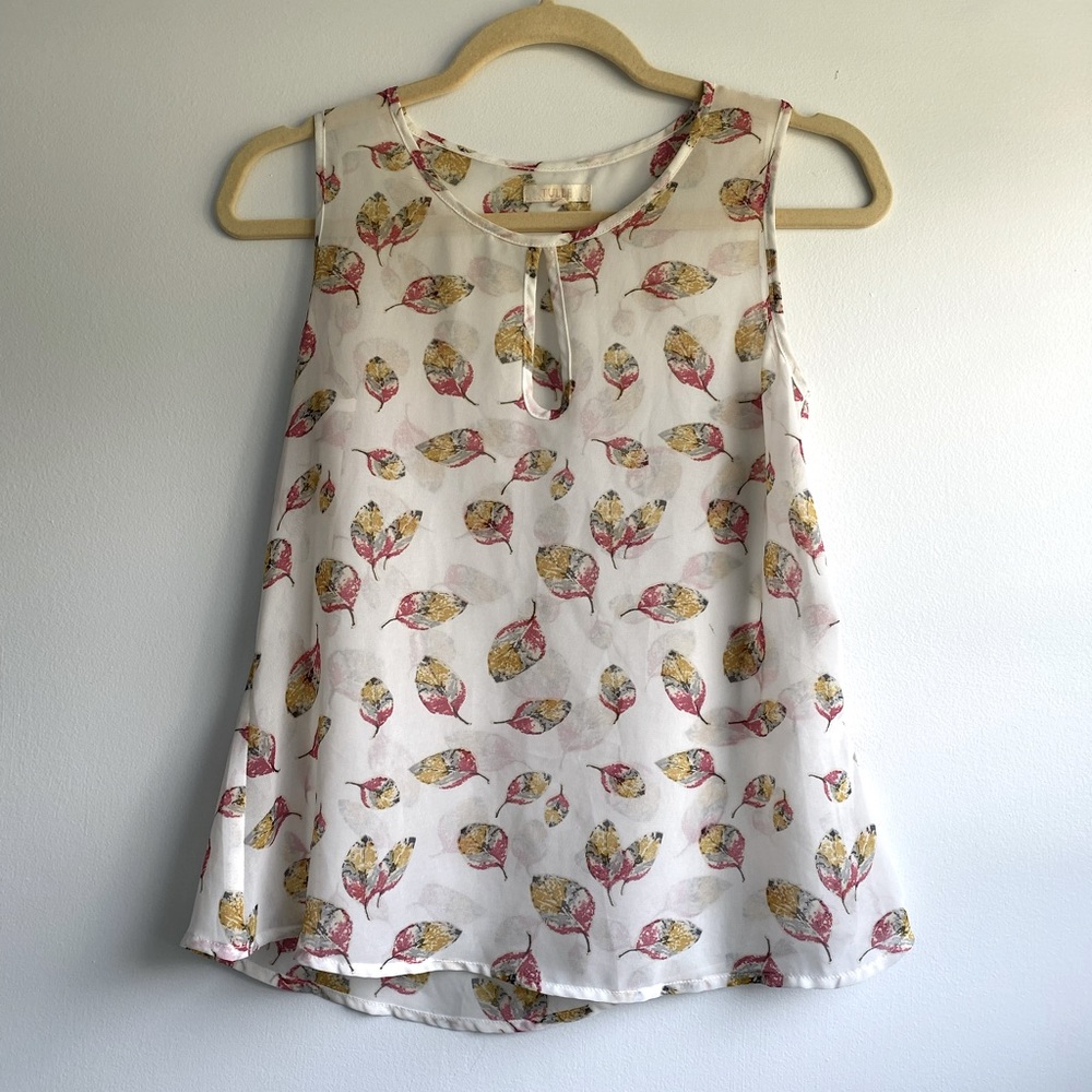 Tulle Leaf Print Sheer Tank from Anthropologie
